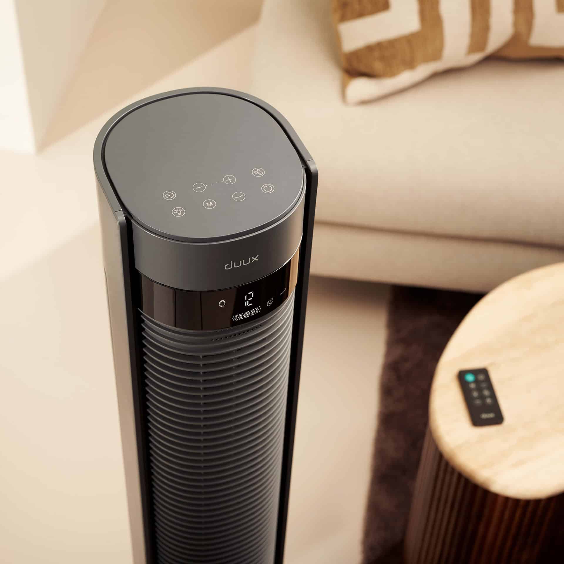 Ventilateur Colonne Silencieux Elevate en Gris avec Ioniseur