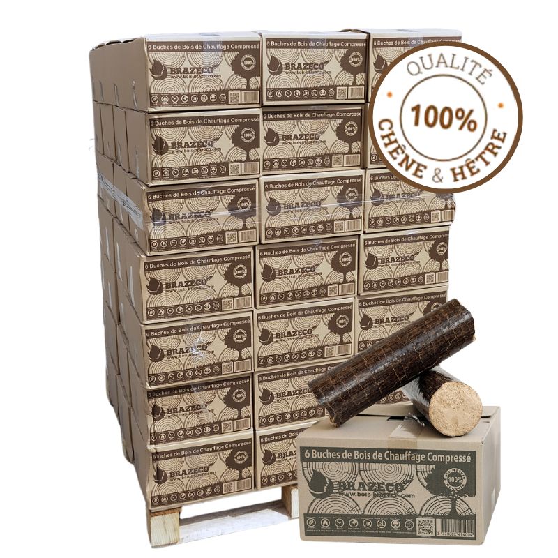 Bois Densifié de Qualité Premium - 80 Cartons de 6 Bûches
